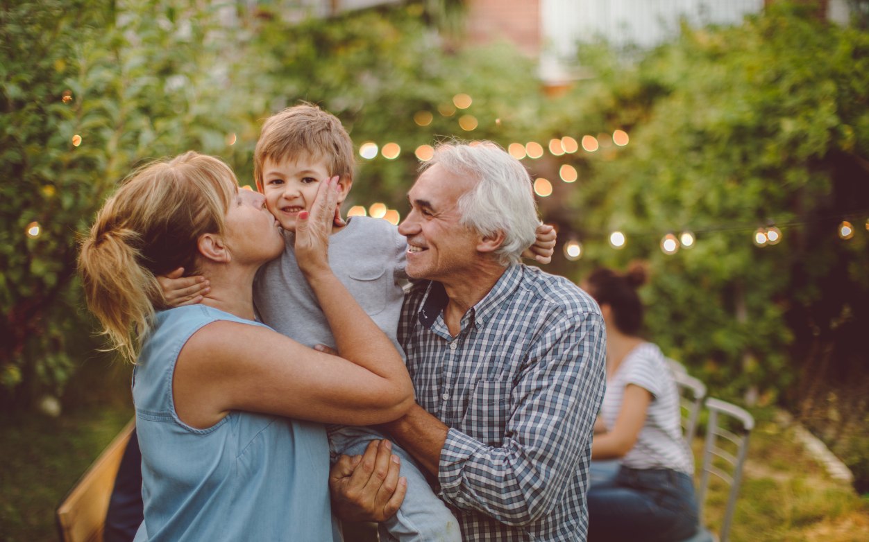 A family sharing time together outdoors